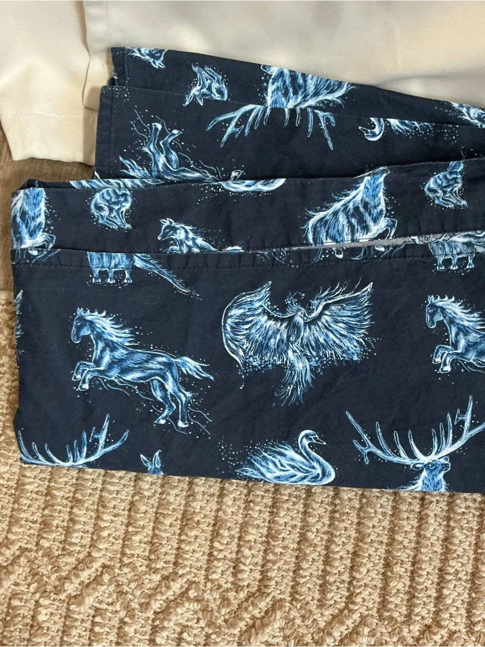Pottery Barn Teen Harry Potter Glow in the Dark Patronus Full Flat Sheet Navy
